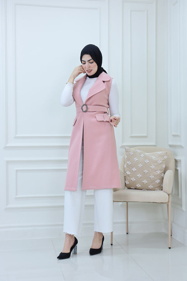 Long  Broadcloth Vest with Belt