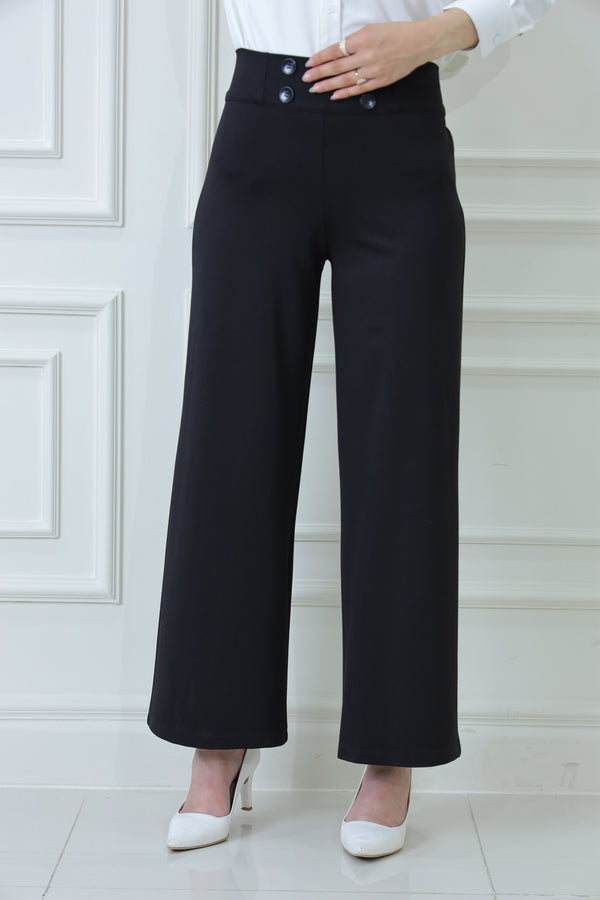 Wide-Fit Pants with Buttons