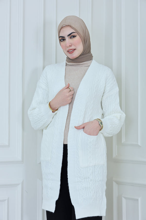 Ribbed Knitted Jacket with Pockets