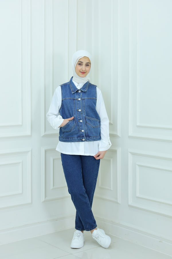 3-Pcs Jeans Vest Suit (2)