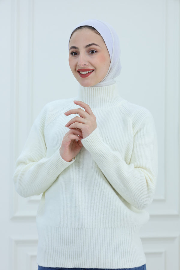 Ribbed Knitted High-Necked Blouse