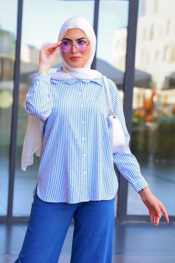 Striped Shirt with Strass