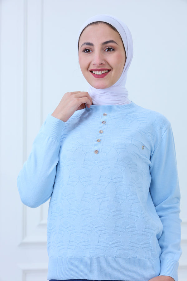 Patterned Blouse with Buttons