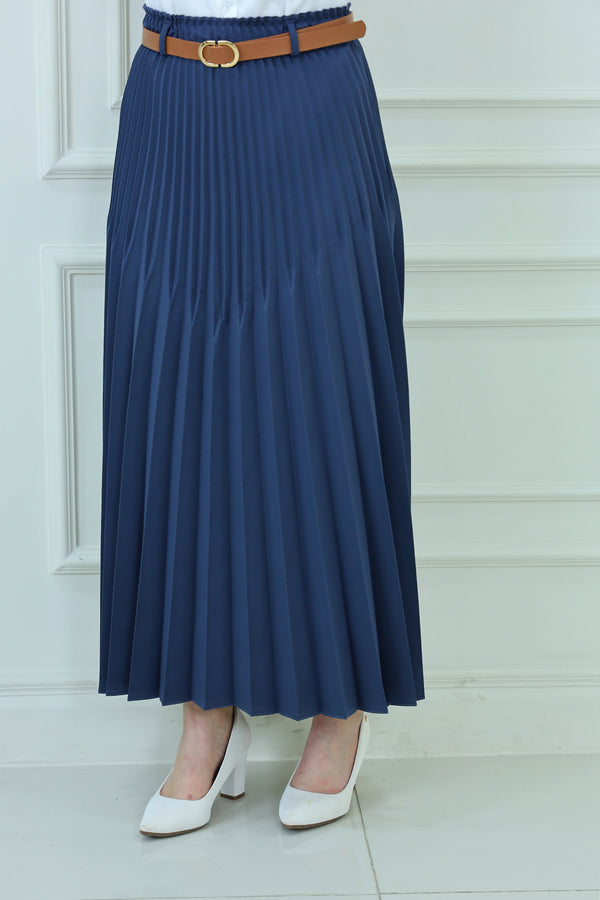 Pleated Skirt with Belt