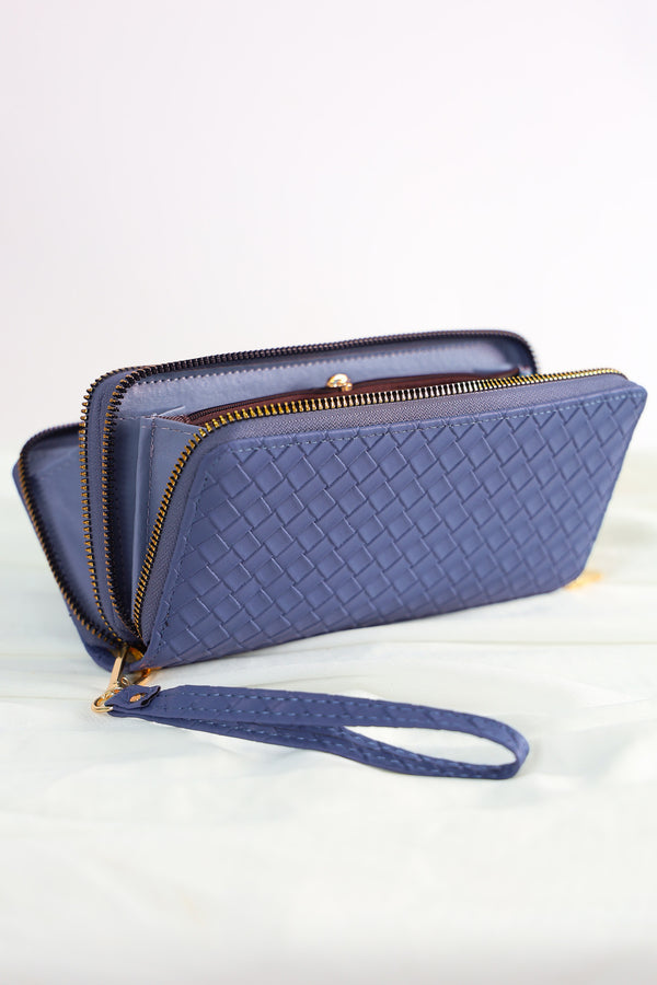 Ribbed Double Zipper Purse