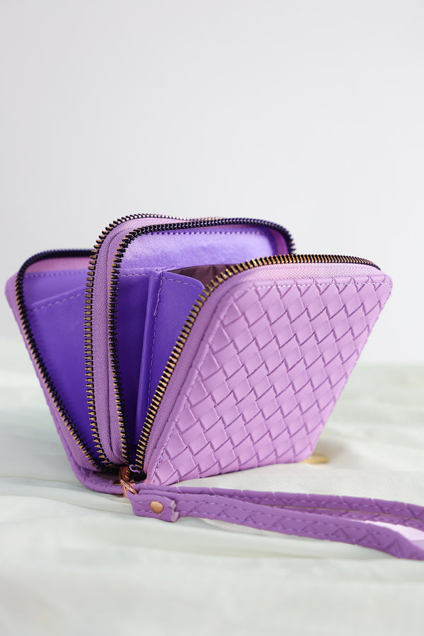 Ribbed Double Zipper Purse